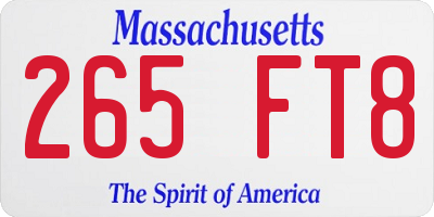 MA license plate 265FT8