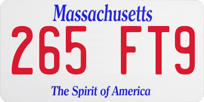 MA license plate 265FT9