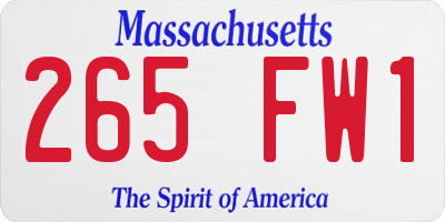 MA license plate 265FW1