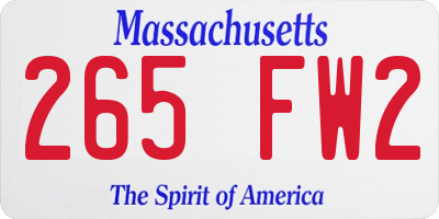 MA license plate 265FW2