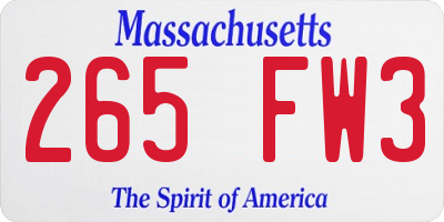 MA license plate 265FW3