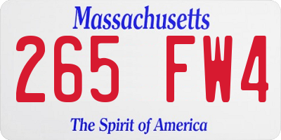 MA license plate 265FW4