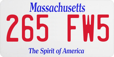 MA license plate 265FW5