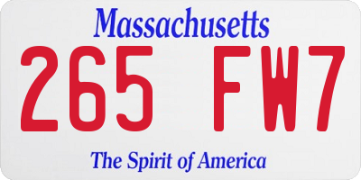 MA license plate 265FW7