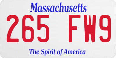 MA license plate 265FW9
