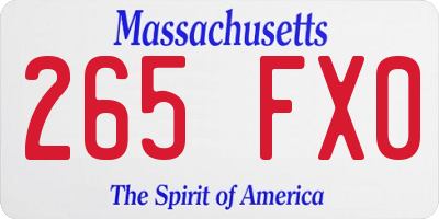 MA license plate 265FX0