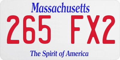MA license plate 265FX2