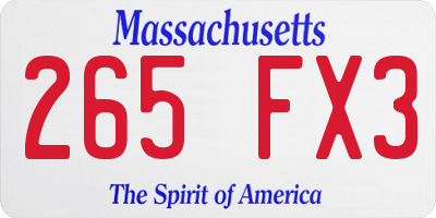 MA license plate 265FX3