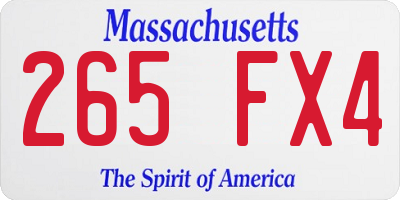 MA license plate 265FX4