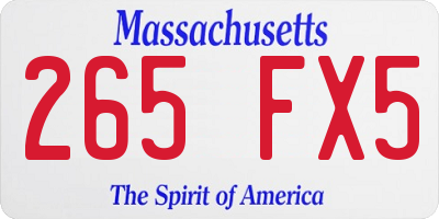 MA license plate 265FX5