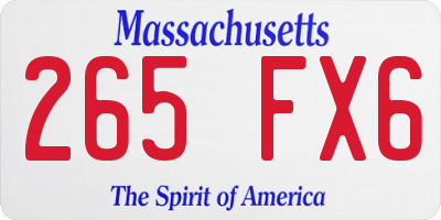 MA license plate 265FX6
