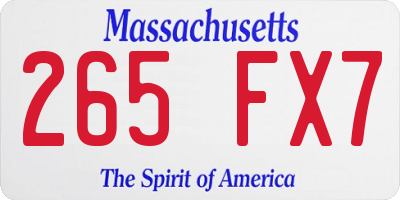 MA license plate 265FX7