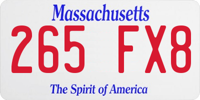 MA license plate 265FX8