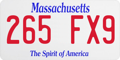 MA license plate 265FX9