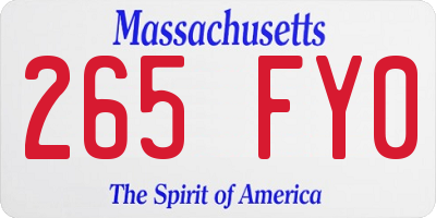 MA license plate 265FY0