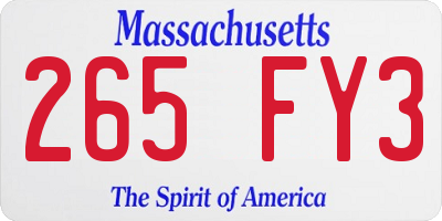 MA license plate 265FY3
