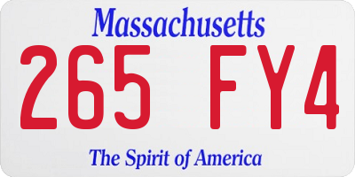 MA license plate 265FY4