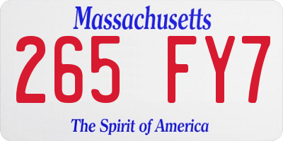 MA license plate 265FY7