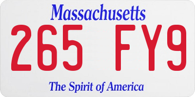 MA license plate 265FY9