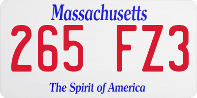 MA license plate 265FZ3