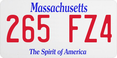 MA license plate 265FZ4