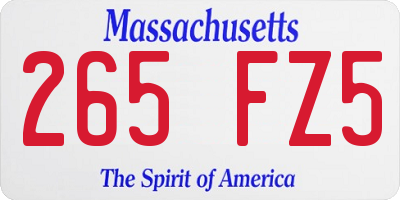 MA license plate 265FZ5