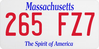 MA license plate 265FZ7
