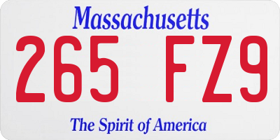 MA license plate 265FZ9