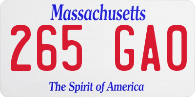 MA license plate 265GA0
