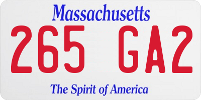 MA license plate 265GA2