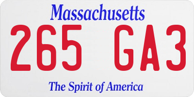 MA license plate 265GA3