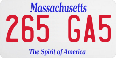 MA license plate 265GA5