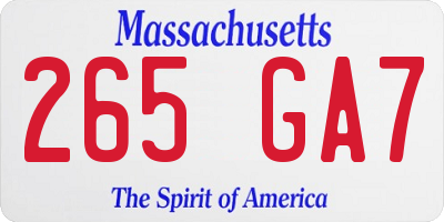 MA license plate 265GA7