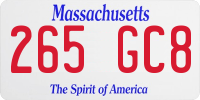 MA license plate 265GC8