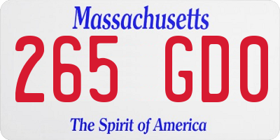 MA license plate 265GD0