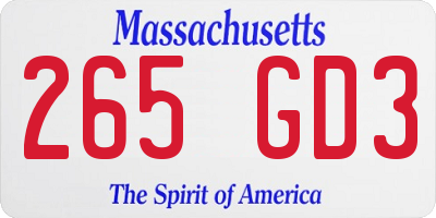 MA license plate 265GD3