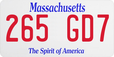 MA license plate 265GD7