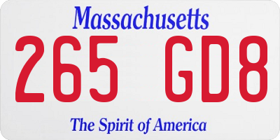 MA license plate 265GD8