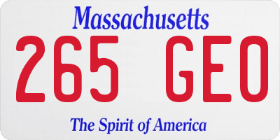 MA license plate 265GE0