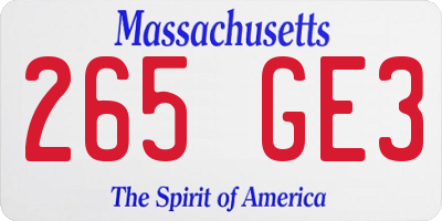 MA license plate 265GE3