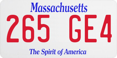 MA license plate 265GE4