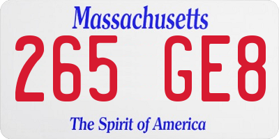 MA license plate 265GE8
