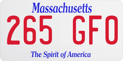 MA license plate 265GF0