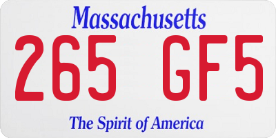 MA license plate 265GF5