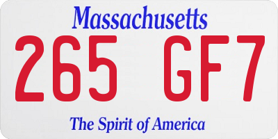MA license plate 265GF7