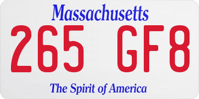 MA license plate 265GF8