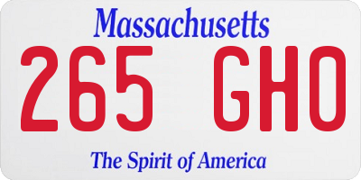 MA license plate 265GH0