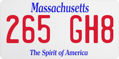 MA license plate 265GH8