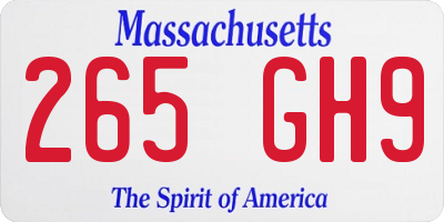 MA license plate 265GH9