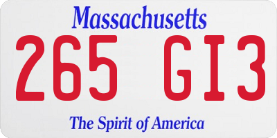 MA license plate 265GI3